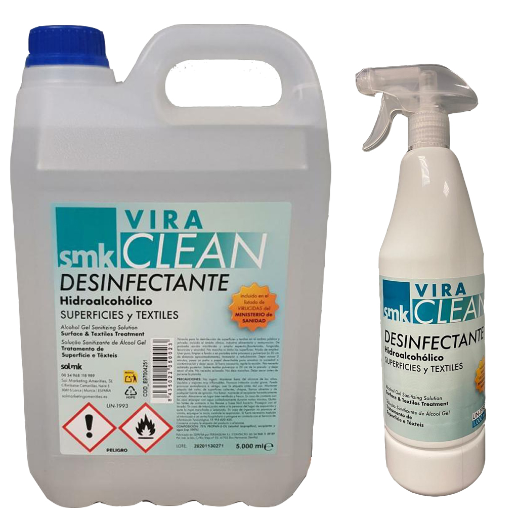 VIRACLEAN DESINFECTANTE HIDROALCOHOLICO SUPERFICIES Y TEXTILES