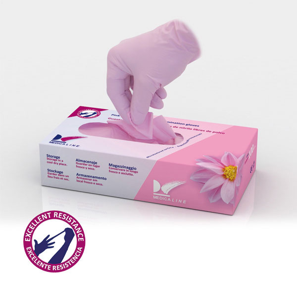 GUANTES NITRILO ROSA X-PEQ. 100U