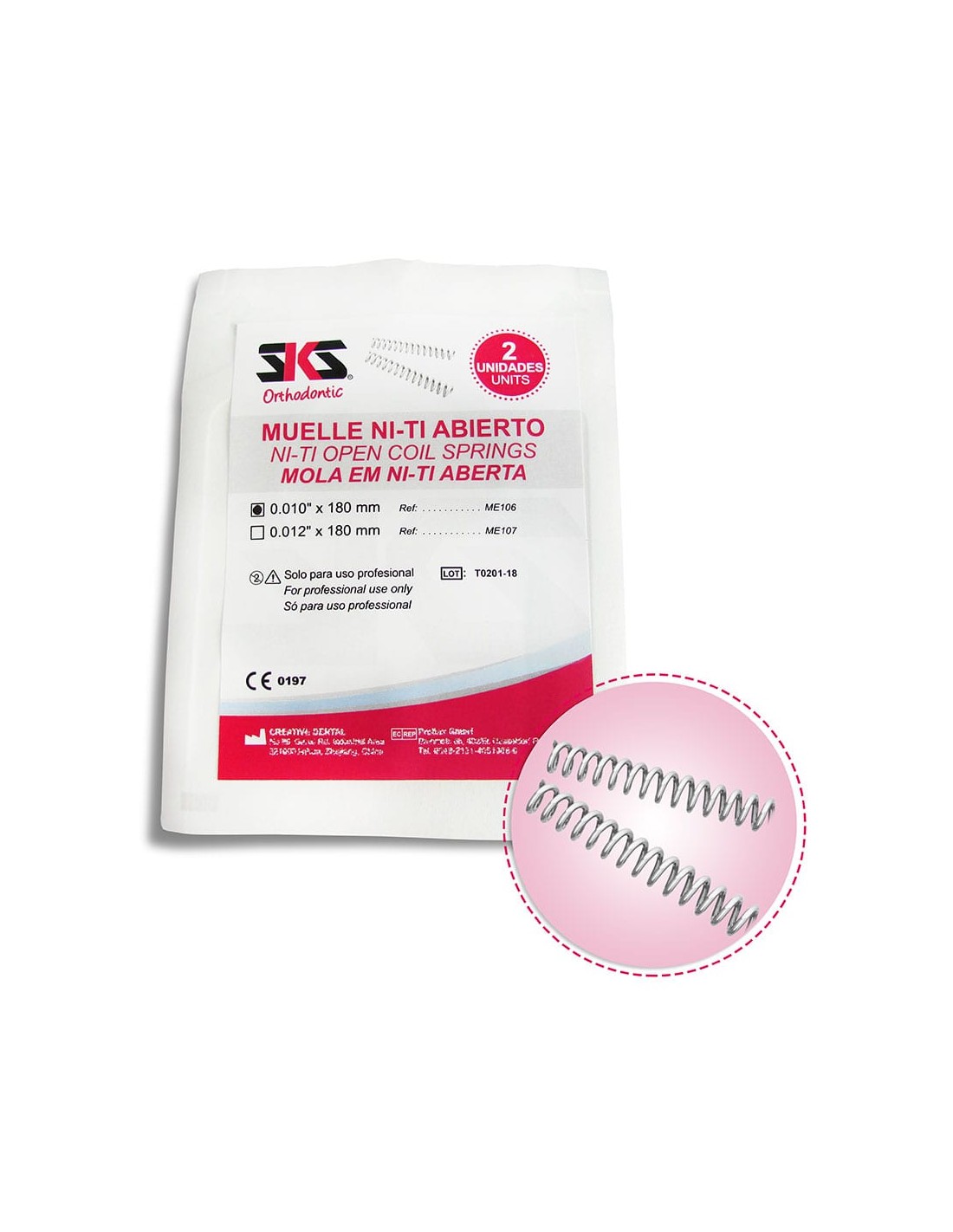 RESORTE NITI SKS p/abrir espacios 0.010 x 180 mm 2 ud
