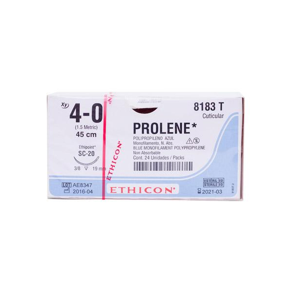SUTURA PROLENE 8634G 4/0 PC-3 3/8C-16MM, 45CM.