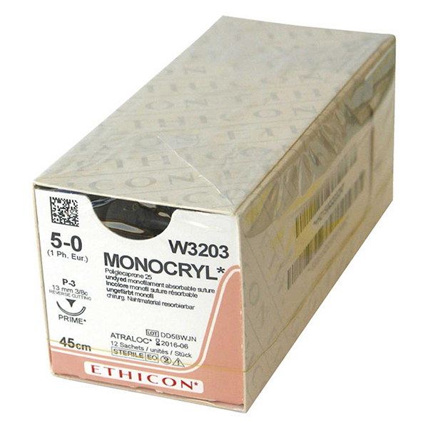 SUTURA MONOCRYL W3203 5/0,3/8C-13mm,45CM